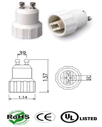 image of a gu10 male to g9 female converter adapter
