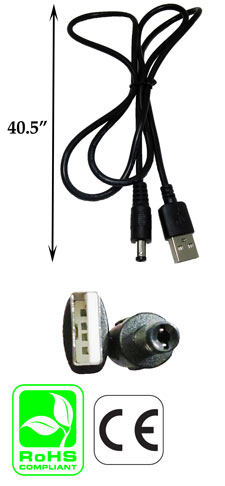 USB male to 5.5mmx2.1mm male Connector