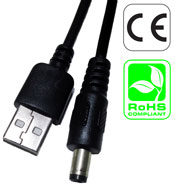 USB male to 5.5mmx2.1mm male Connector