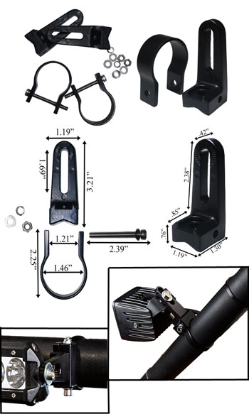 Tubular Vertical Mounting Bracket 1 1/2 Inch Black Pair