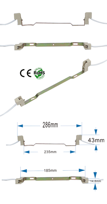 R7S female 254mm socket with wires