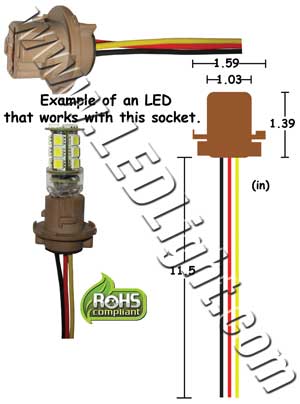 T20 Socket for T20 Wedge 7443 Socket with Wires