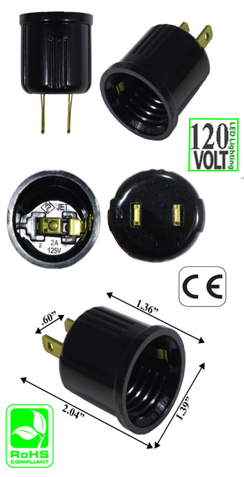 image of  USA Plug male to E26-E27 female screw Converter Lampholder