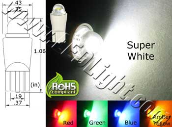 T10 Wedge 1/2 Watt High Power LED Light