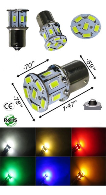 2 Pack VehiCode 12V/24V 1156 LED Bulb Red 1003 5007 5008 67 89 631 BA15S Mini Replacement Lamp for Car Motorcycle R5W R10W Tail Brake Stop Light 7506 P21W Turn Signal Blinker RV Camper Light 