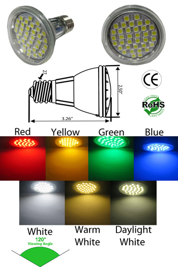 Par20 LED 5 Watt 120 V E27 Clear Lens 120 Viewing Angle