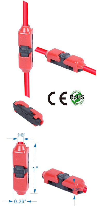 Wire Connector Solderless 1 to 1 Wire 18awg to 22awg Pack of 4