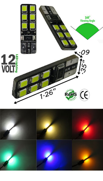 T10 Wedge 12 SMD 2835 12V DC