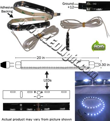 Flexible Side Firing LED Light 20 Inches / 12 Volt DC