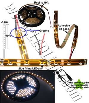 Flexible Side Firing 15 Feet 5 Meter 12 Volt DC