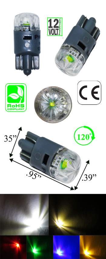 194 Miniature Bulb Wedge Base 3 Watt 12 Volt DC T3 1/4