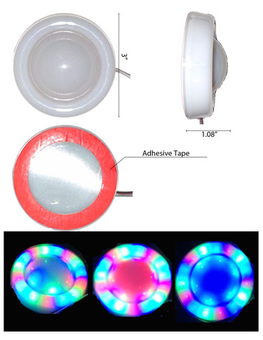 Decorative LED Light Puck RGB 12V DC 1 pair 