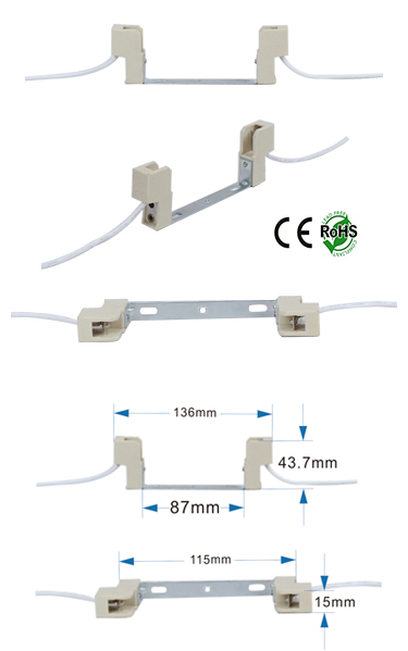 R7S female 118mm socket with wires