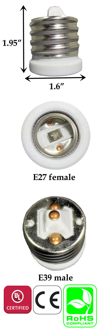 E39 Male To E27 Female Converter Adapter Ceramic
