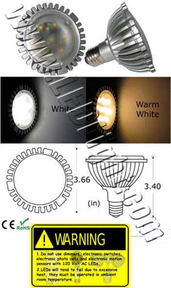 PAR30 7 Watt Wide Angle LED Light E26 90 Degree 85-265 VAC