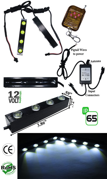 Remote Controlled Driving Light Two 4 Watt & Remote 12 VDC