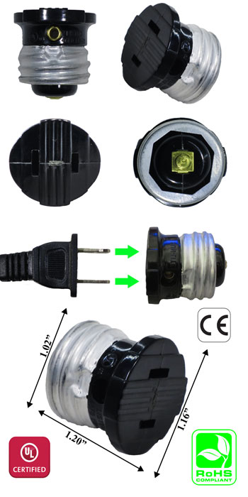 E26 Male to USA Receptacle Female Converter Adapter