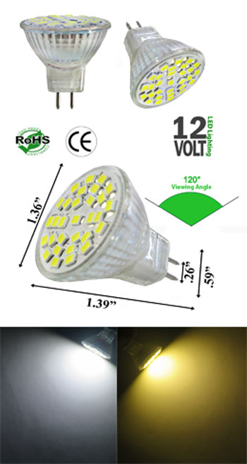 MR11 LED 2.5 Watt 10 to 30 Volts DC 120 Viewing