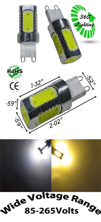 G9 Male 9mm 3 Watt MCOB LED Bulb 90-265 VAC