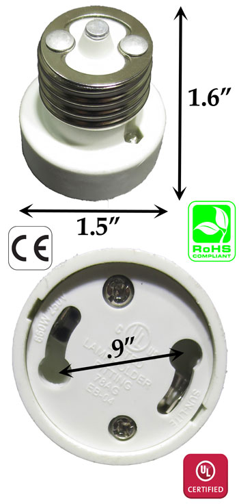 E26-E27 male to GU24 female PBT Converter