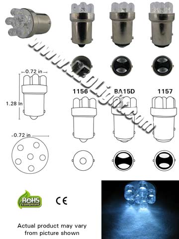 G18 6 LED Light Bulb 12V DC