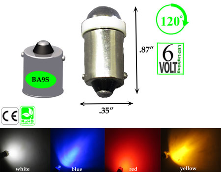 BA9S Short Round 6 Volt DC 120 Degree Viewing Dimmable product 87943