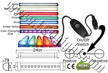 image of led tube light 24 inches 12 volt