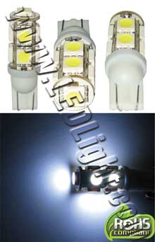 9 SMD 5050 (3 chip) T10 Wedge LED Light 12VDC