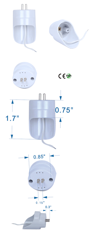 T8 to T5 Oval Shape Hole length 10mm Pair