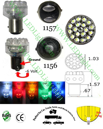 13 LED 24 Volt AC 2.6 Watt 360 Degree BA15S LED Bulb - Automotive