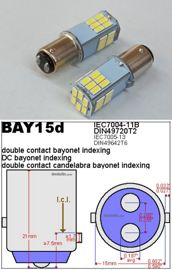 6 Volt BAY15D LED Head Light Dual Filament
