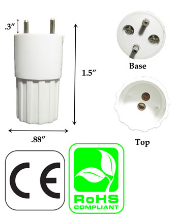 G13 male T5 bi-pin female Converter 28 Watt (Pair)