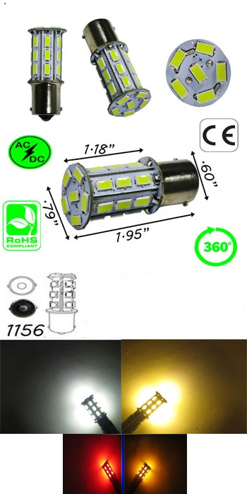 S25 BA15S 1156 27 SMD 5730 10 to 30 Volt AC/DC 3 Watt product 98785