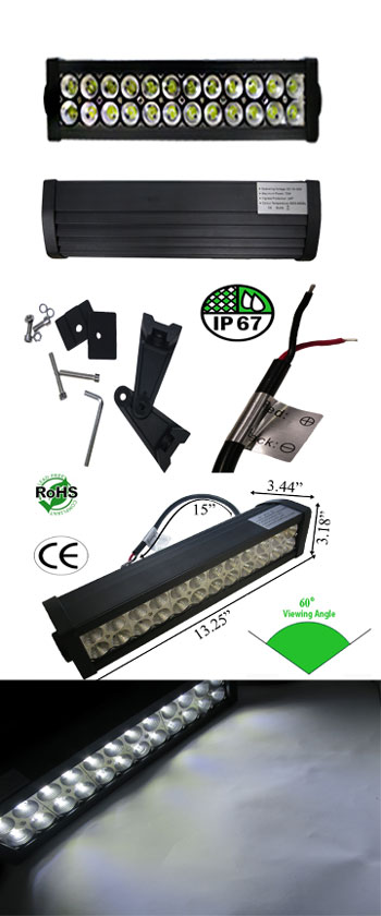 LED Bar 72 Watt 60 Degree 10-30 VDC Black