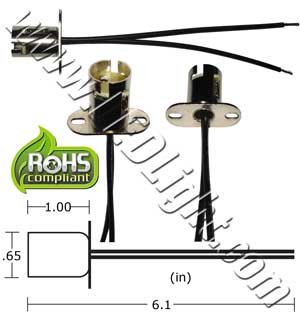 BA15D Socket with wires and surface mount bracket product code 98976