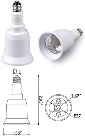 E11 to E26/E27 Mini Candelabra Socket E11 to Standard Bulb E26/E27 Edison Screw Medium Socket Adapter Converter 1pc