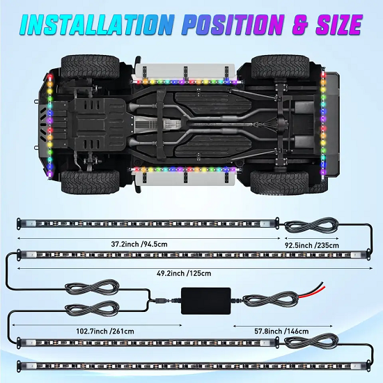 Flexible Ambient Under Glow Strip Atmosphere LED Lights App Kit 