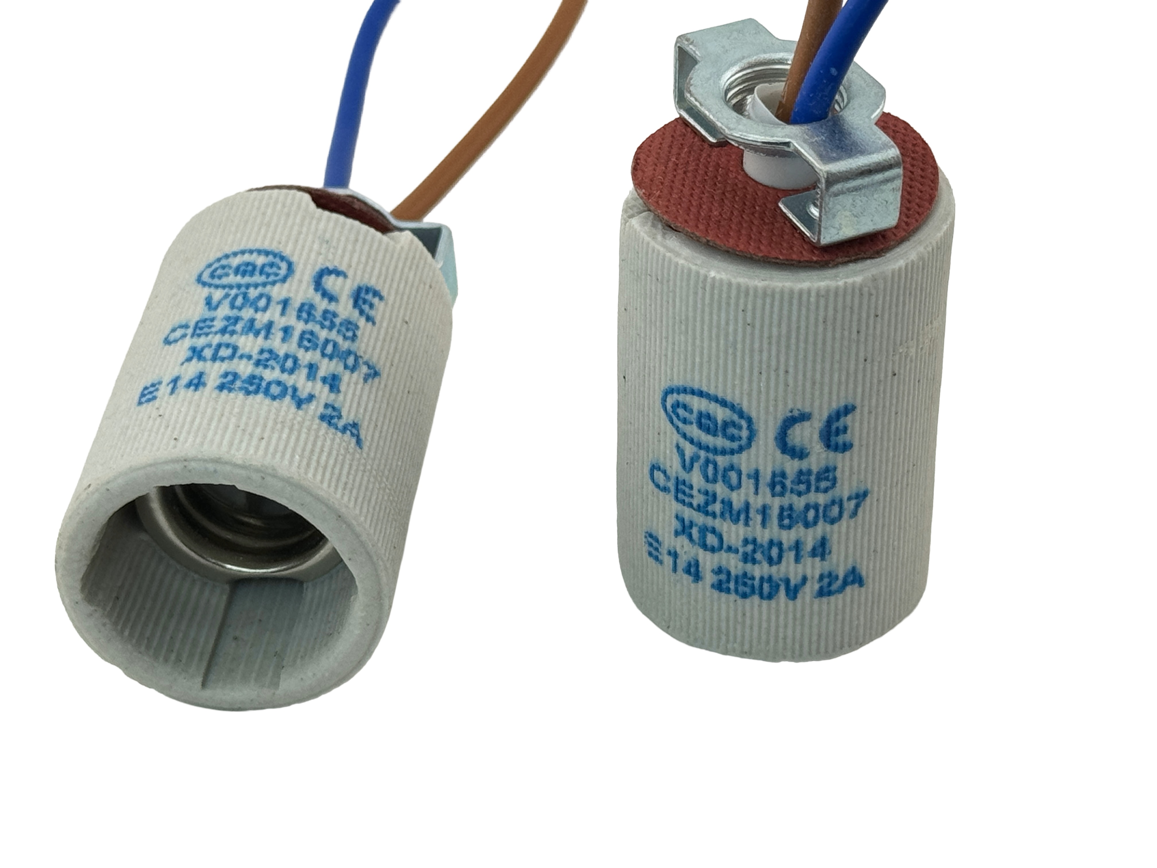 Rebaydo 2pcs E14 female Socket Ceramic 250 Volt 2 Amp with Pigtail wires