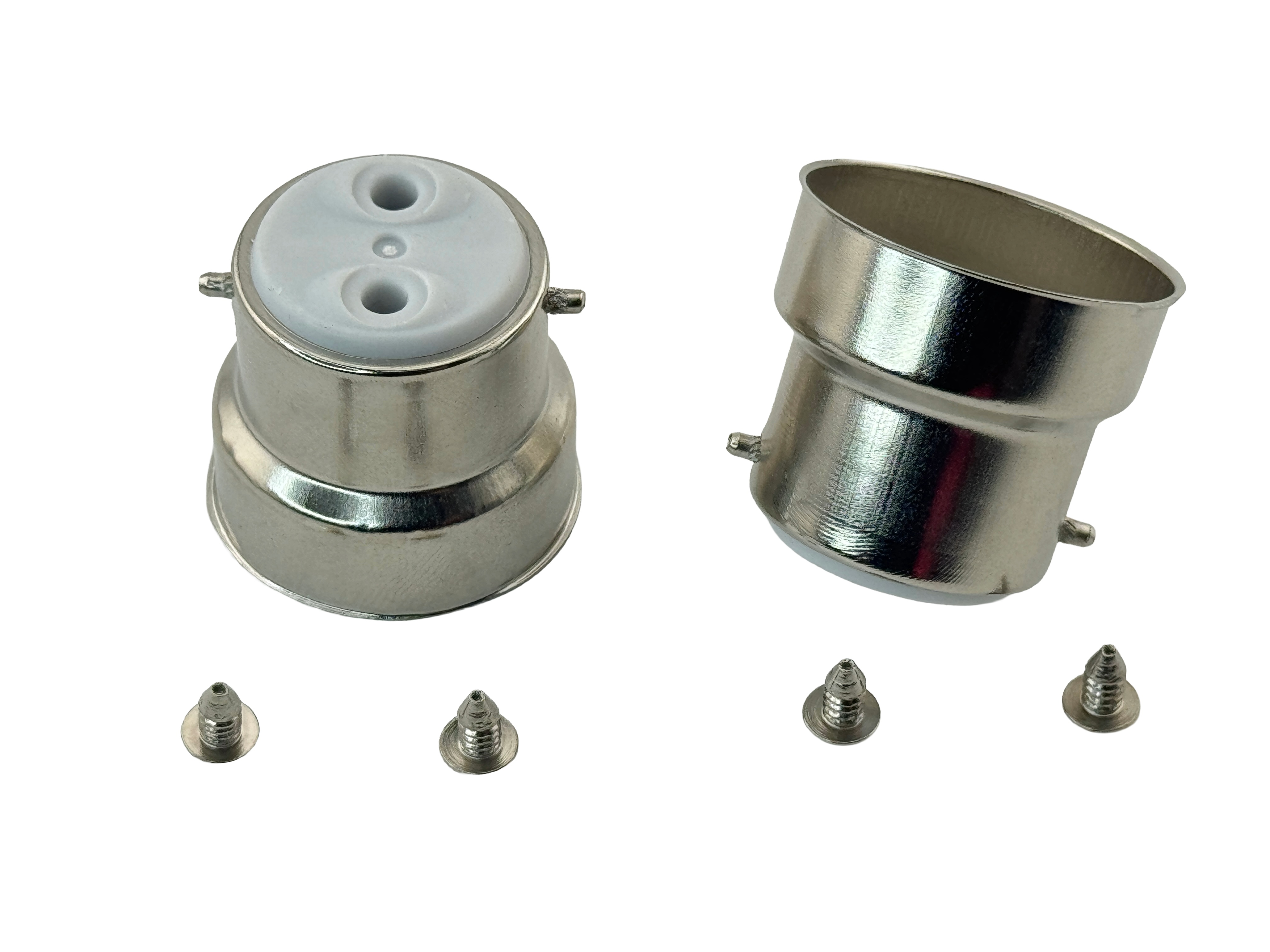 Rebaydo 2pcs B22 Male Iron Solder Less Base Included Four Solderless Contacts