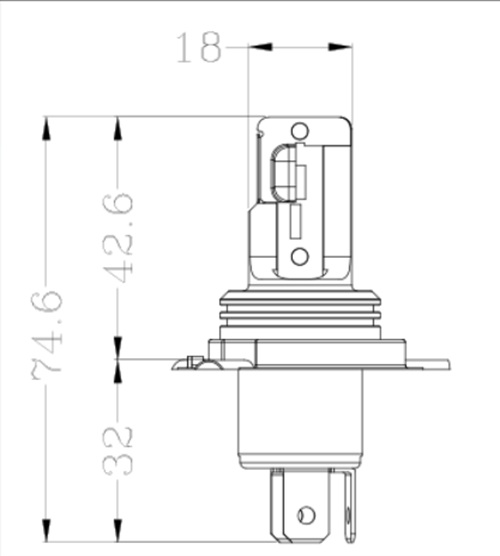 H4 P43T LED headlight Bulb 6 to 9 Volts Non Polarity Dual Filament product 64563