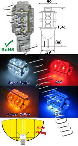 9 LED T10 Wedge L.E.D. Light 12 Volt DC product 57493